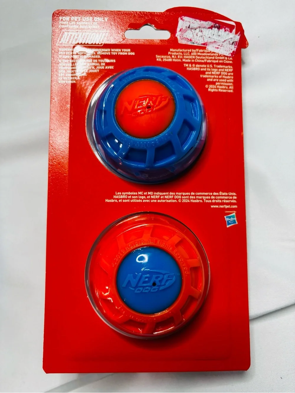 Nerf Dog Blue Frisbee & Red/Blue Squeak Ball 2-Pack - Durable Fetch Set